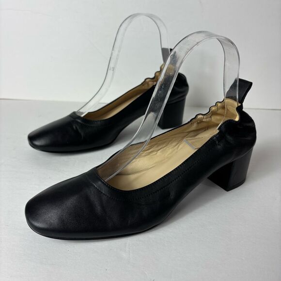 Everlane Womens 7.5 The Day Heel Pumps Shoes Black Italian Leather Work Career - Picture 4 of 8